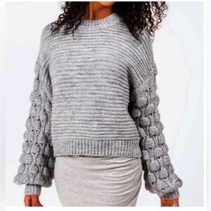 Gray Harper Heritage Roslyn Bobble Knit Women's Cottagecore Cozy Preppy Sweater